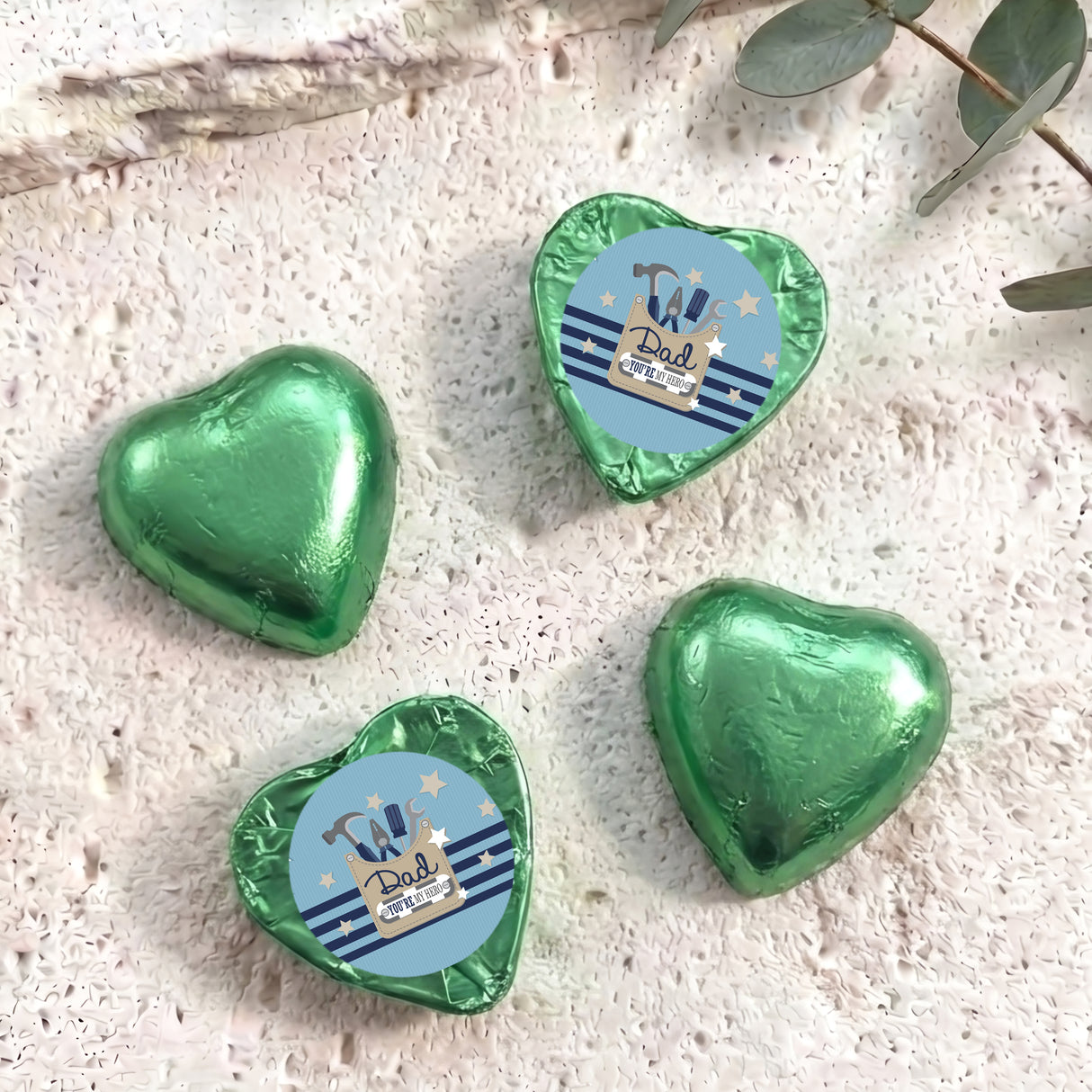Fathers Day Tools Personalised Foil Covered Chocolate Hearts