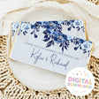 Blue rose floral chocolate bar wrapper with thank-you text and names Kylie & Richard