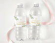 Personalised baptism water bottle labels with cross, greenery leaves, Sebastian Nguyen