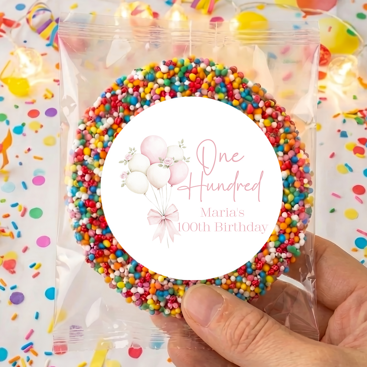 Balloons Bow 100th Birthday Personalised Giant Freckles