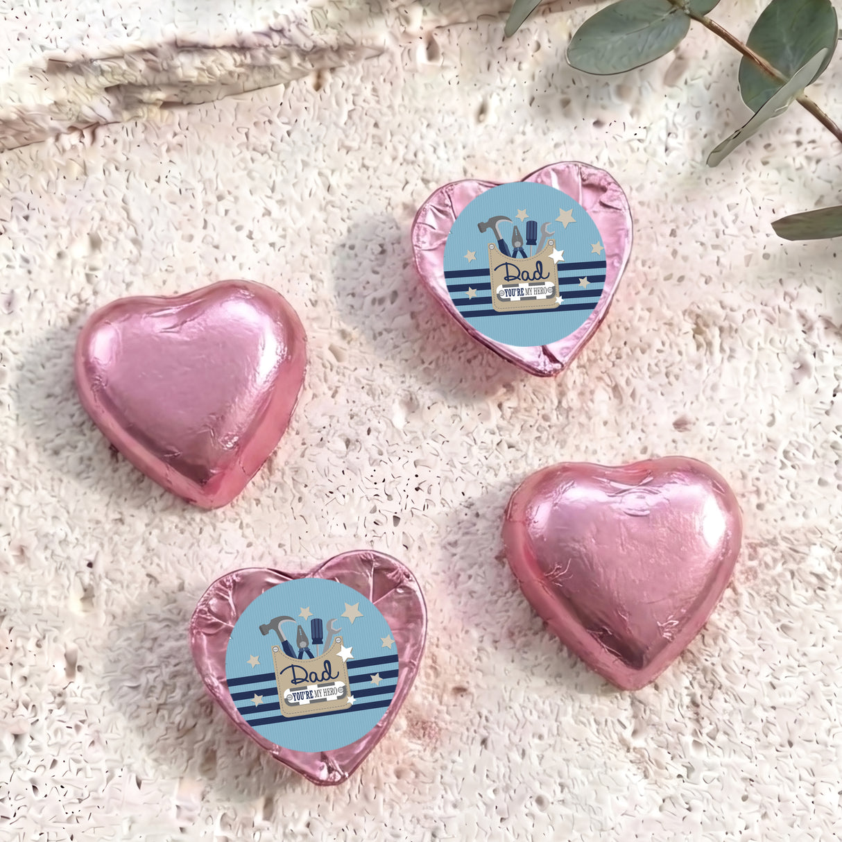 Fathers Day Tools Personalised Foil Covered Chocolate Hearts