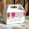 White gable favour box with pink floral design and Thank you message