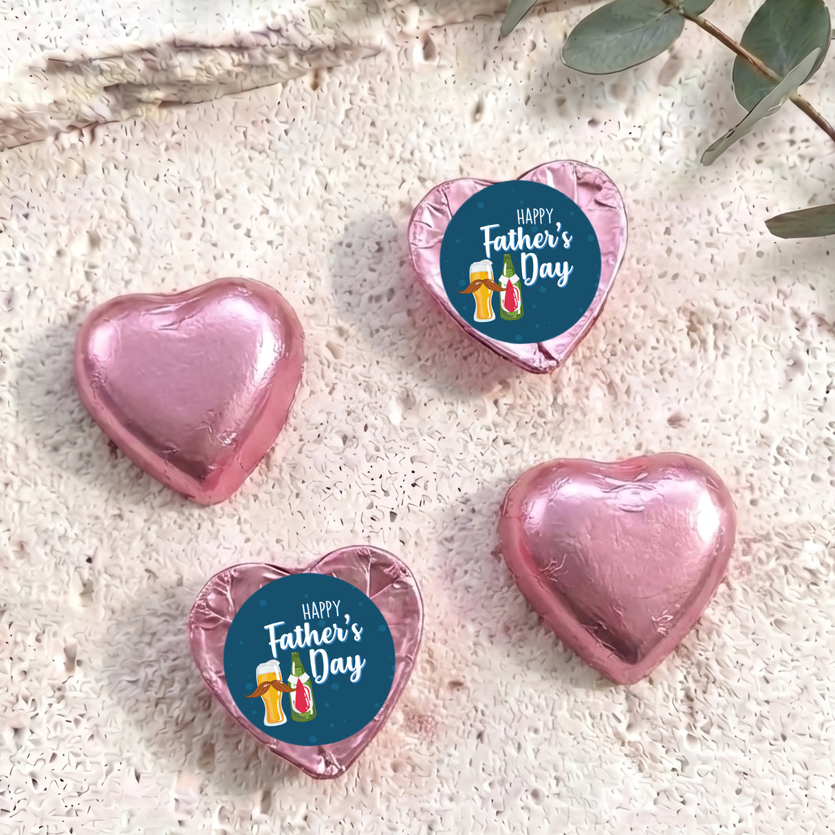Fun Beers Fathers Day Personalised Foil Covered Chocolate Hearts