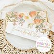 Bridal shower chocolate bar wrapper with floral bouquets and gold text: 'Thank you for coming'
