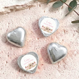 Personalised foil heart chocolate truffles, silver with “Evelyn’s” birthday label