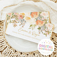 Peach and cream floral chocolate bar wrapper with thank-you text and gold script