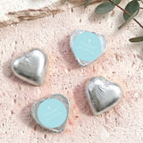 Silver heart foil chocolates with cross and personalised label