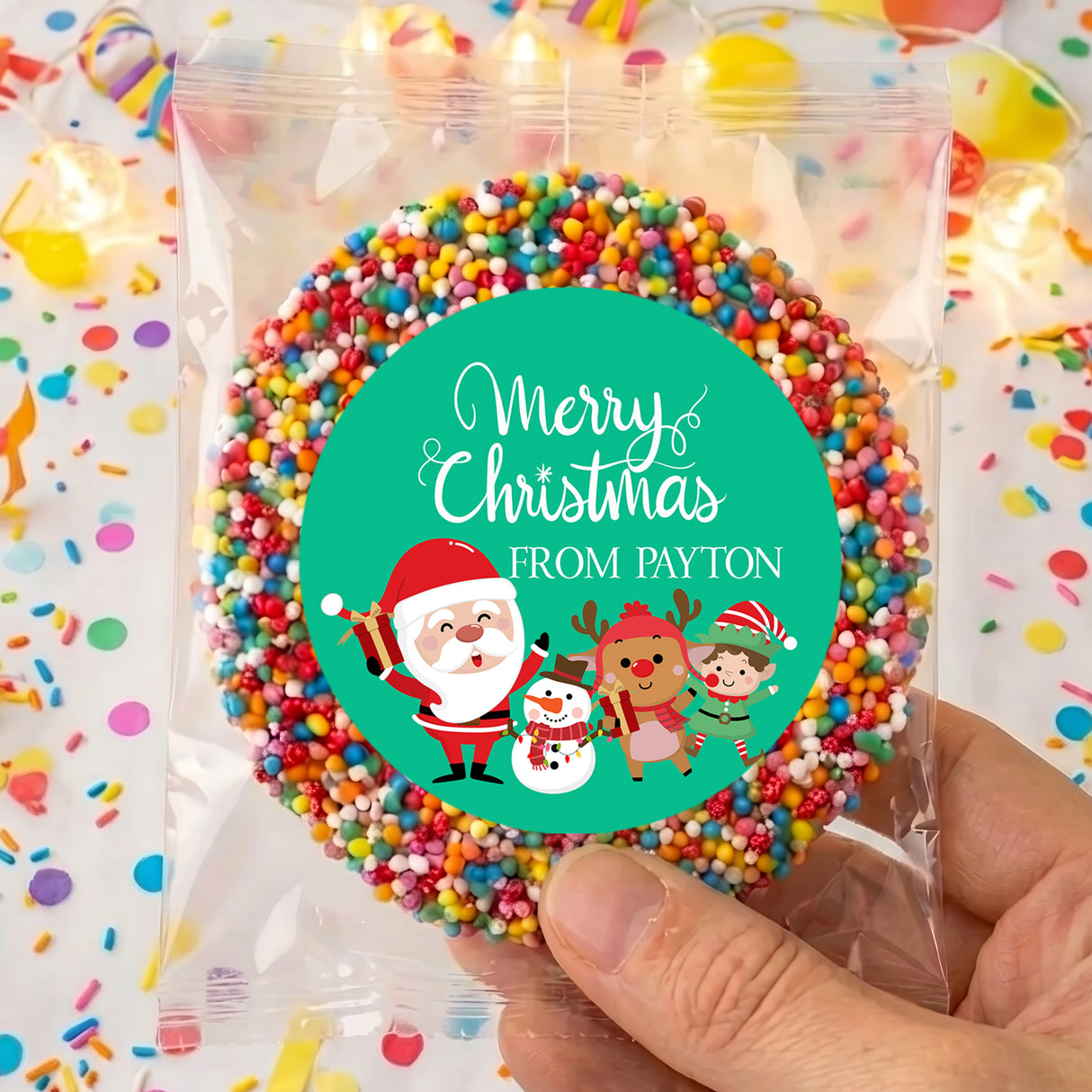 Merry Christmas Green Personalised Giant Freckles