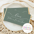 Sage green bridal shower chocolate bar wrapper with cursive “Love” and thanks text