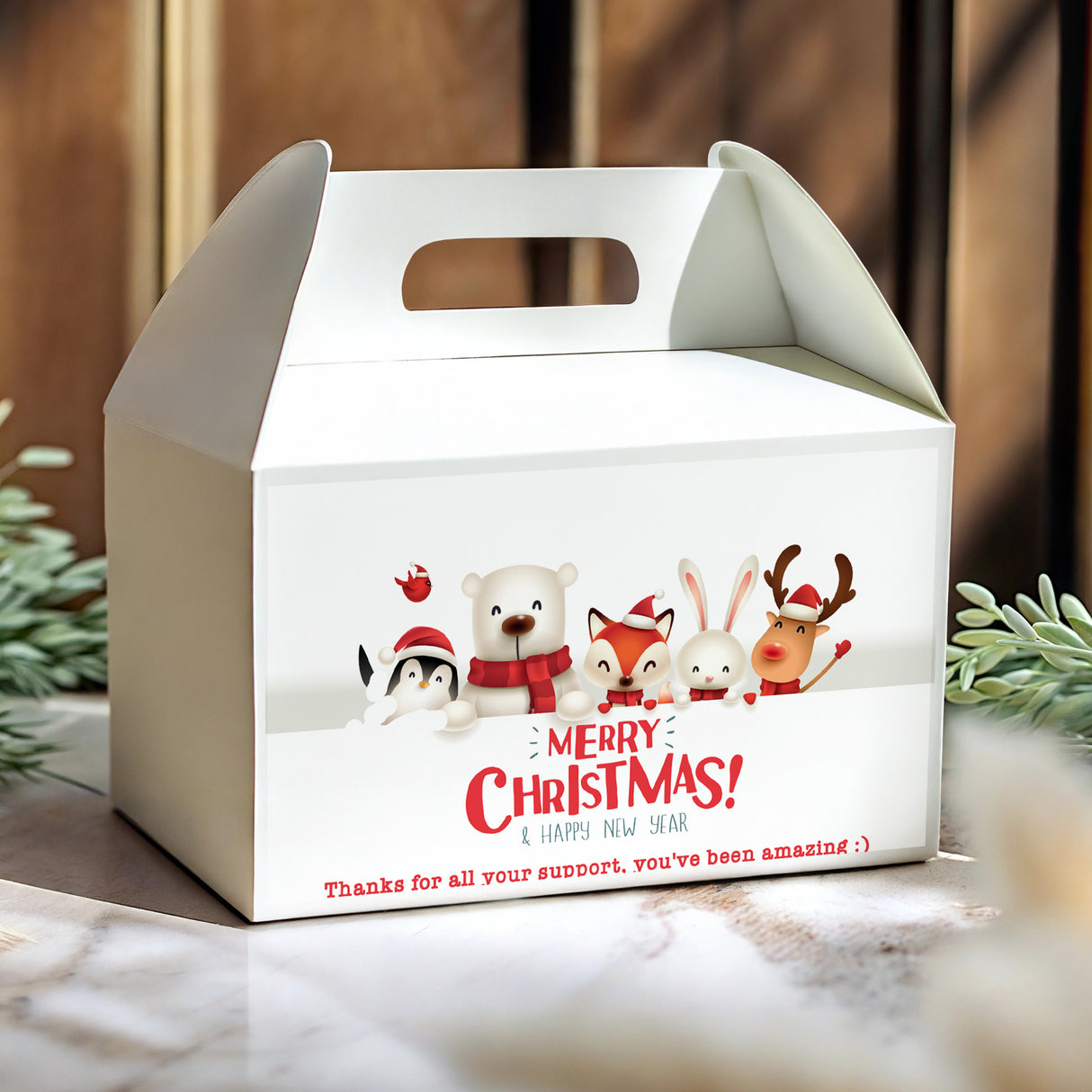 Christmas Animals Personalised Gable Favour Box