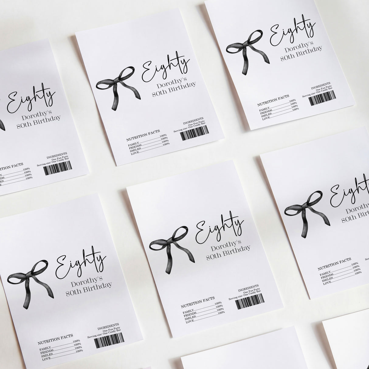 Black Bow 80th Birthday Chocolate Wrapper DIY
