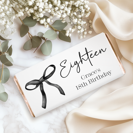 Black Bow 18th Birthday Chocolate Bar
