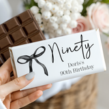 Black Bow 90th Birthday Chocolate Bar