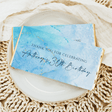Blue watercolor birthday chocolate bar wrapper with “Thank you for celebrating 3rd birthday”