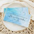 Blue watercolor marble wedding chocolate bar wrapper with gold accents and message
