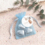 Brown Bear Balloons Baby Personalised Organza Bags with Chocolate Hearts