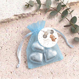 Brown Bear Balloons Baby Shower Personalised Organza Bags with Chocolate Hearts