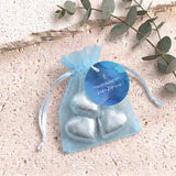 Deep Blue Gold Cross Confirmation Personalised Organza Bags with Chocolate Hearts