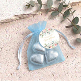 Pink Rose Waterfall Wedding Personalised Organza Bags with Chocolate Hearts