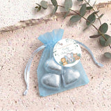 Sleepy Safari Animals Baby Showers Personalised Organza Bags with Chocolate Hearts
