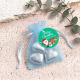 Merry Christmas Green Personalised Organza Bags with Chocolate Hearts