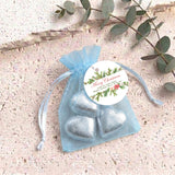 Watercolour Christmas Personalised Organza Bags with Chocolate Hearts