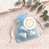 Christmas Gold Pine Personalised Organza Bags with Chocolate Hearts