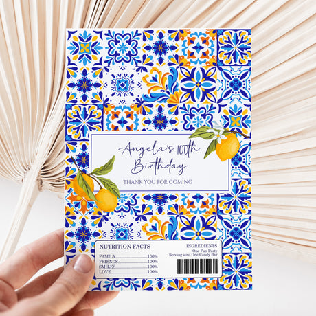 Amalfi Lemons 100th Birthday DIY Printed Chocolate Wrappers