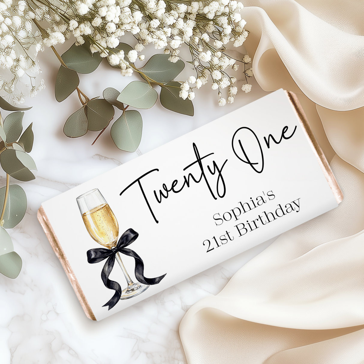 Champagne 21st Birthday Chocolate Bar