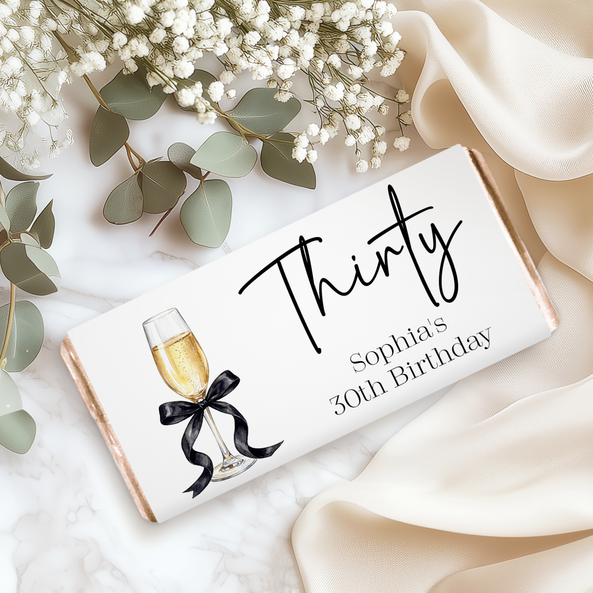 Champagne 30th Birthday Chocolate Bar