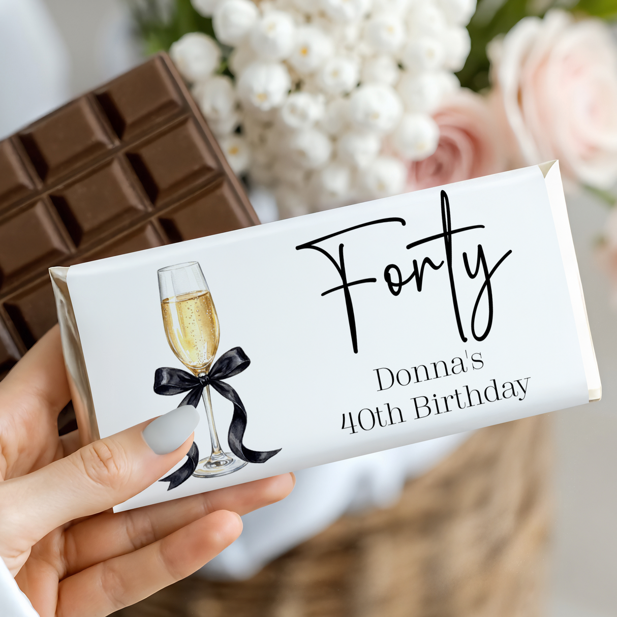 Champagne 40th Birthday Chocolate Bar