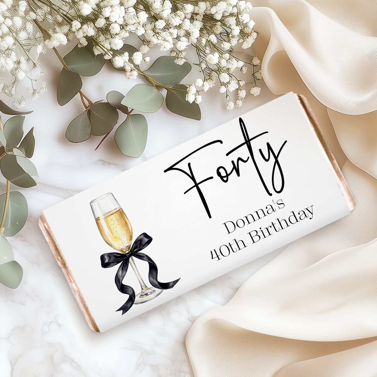 Champagne 40th Birthday Chocolate Bar