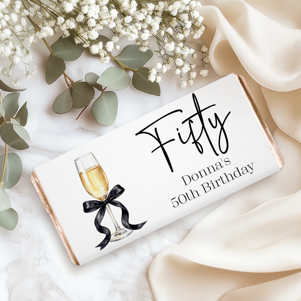 Champagne 50th Birthday Chocolate Bar