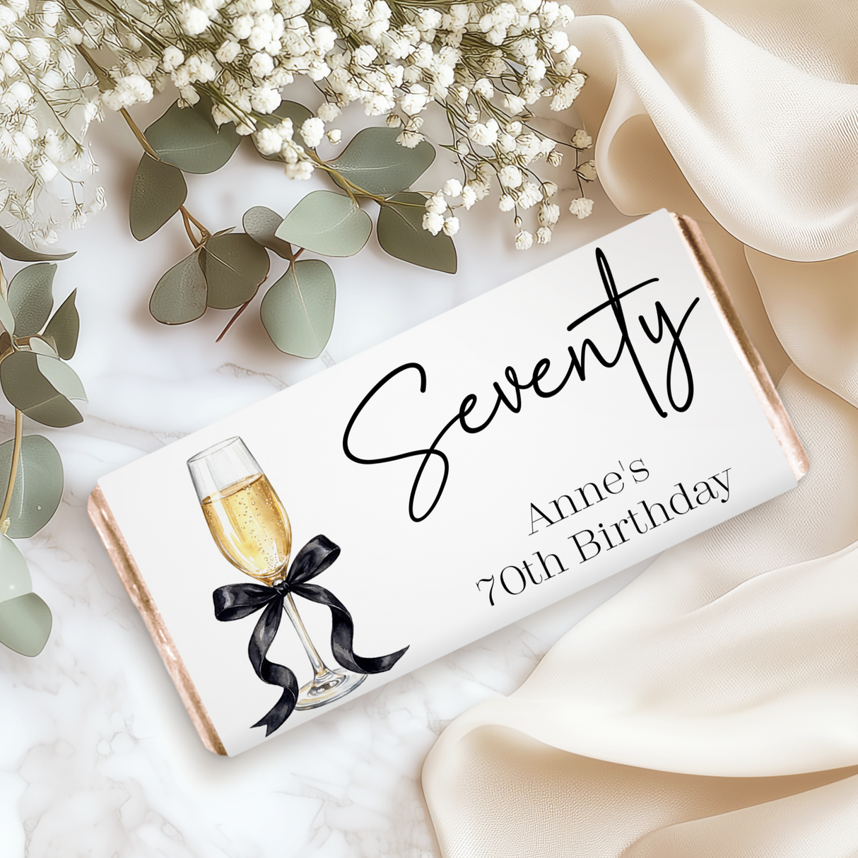 Champagne 70th Birthday Chocolate Bar