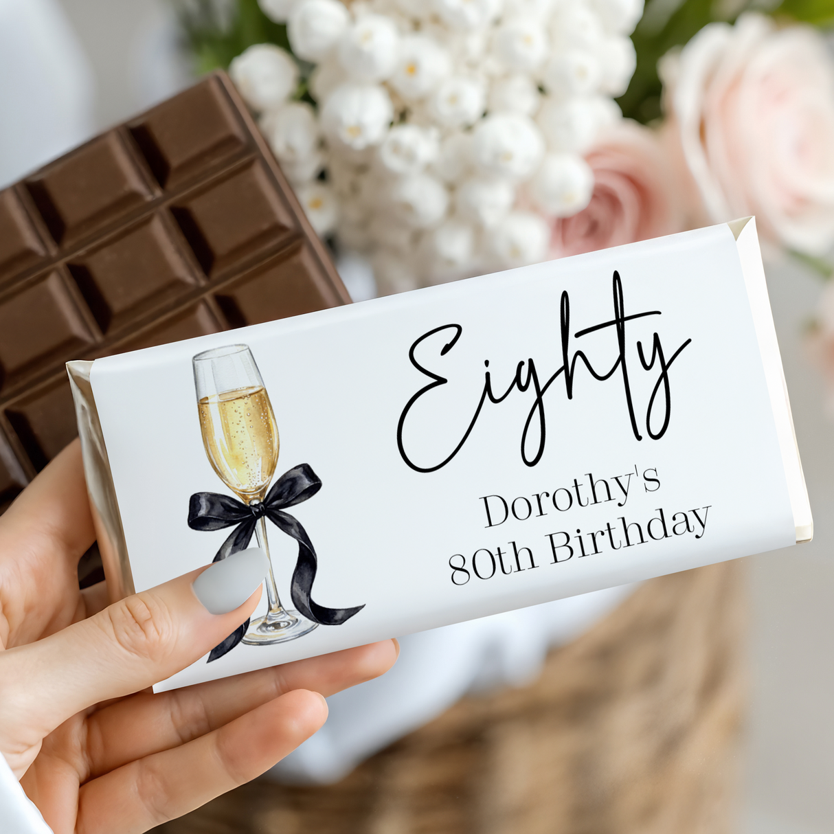 Champagne 80th Birthday Chocolate Bar
