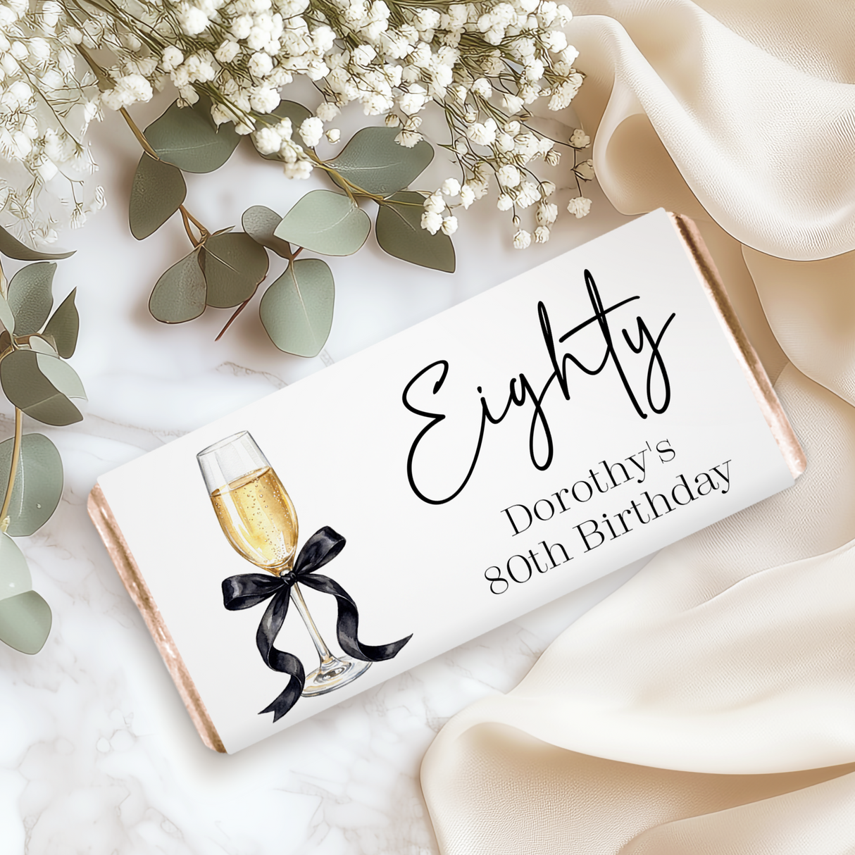 Champagne 80th Birthday Chocolate Bar