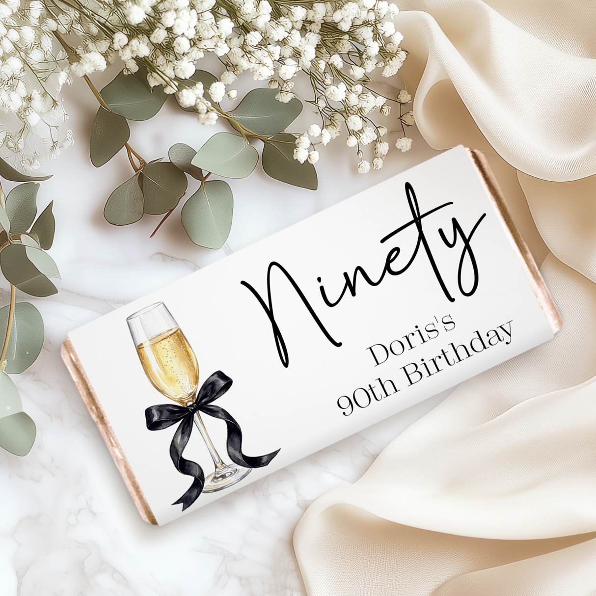 Champagne 90th Birthday Chocolate Bar