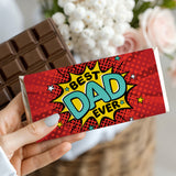 Fathers Day Best Dad Ever Red Comic Chocolate Bar Silver
