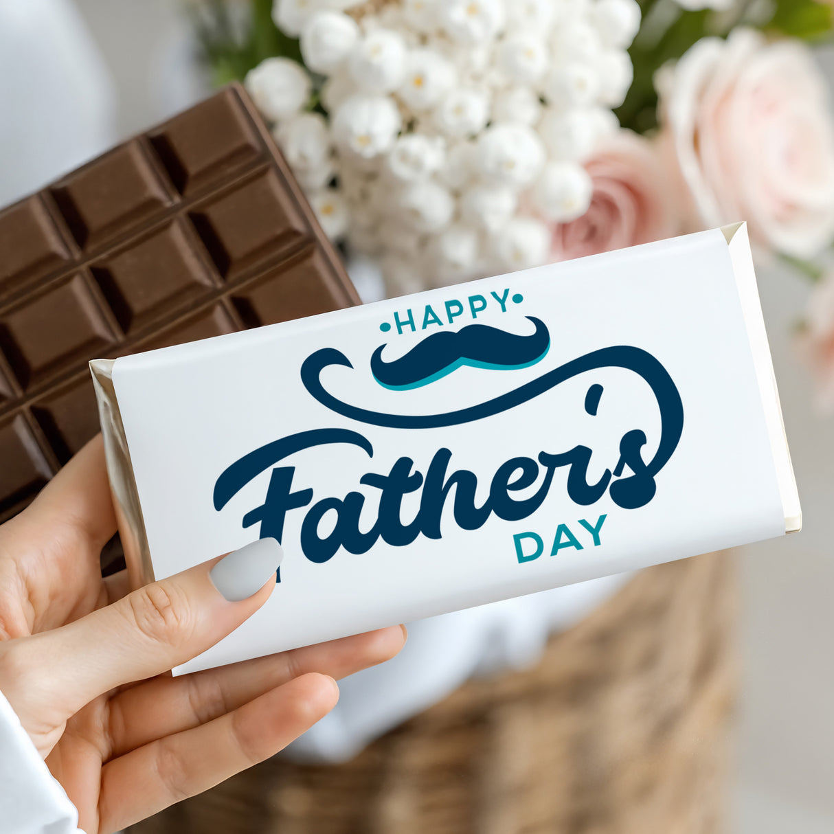 Fathers Day Moustache Chocolate Bar Silver