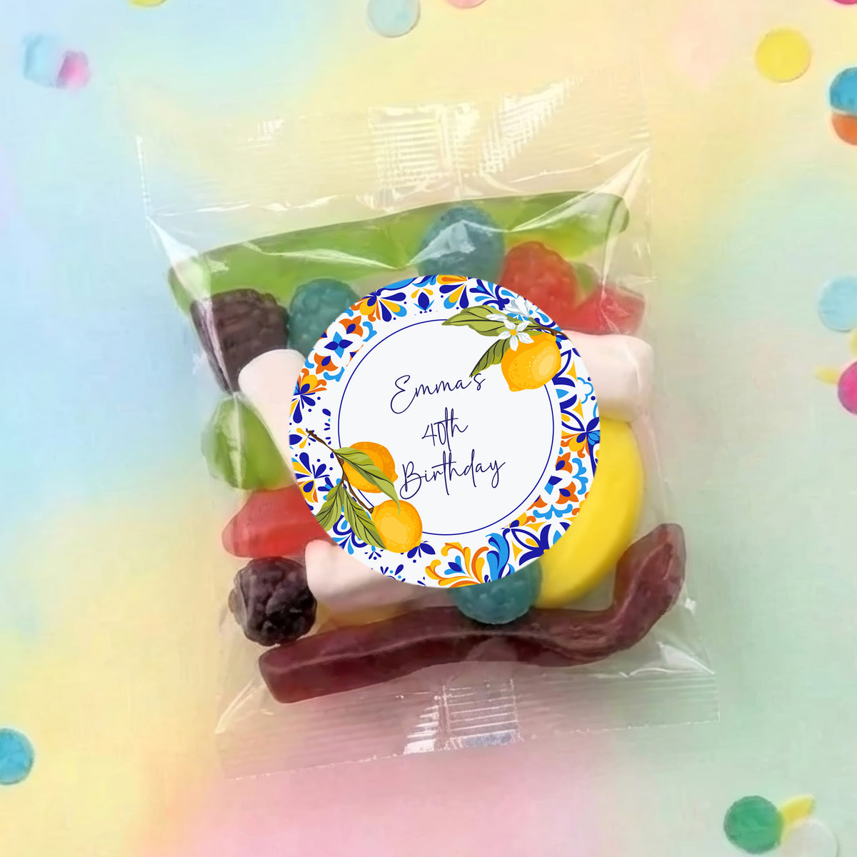 Amalfi Lemons 40th Birthday Personalised Party Mix Lolly Bag