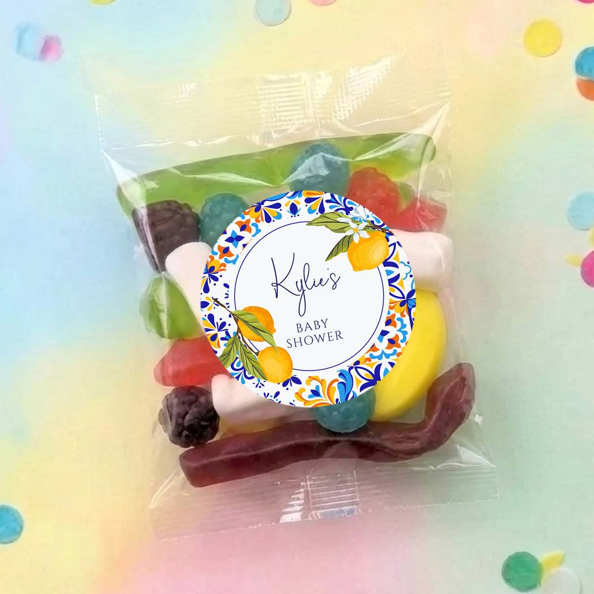 Amalfi Lemons Baby Shower Personalised Party Mix Lolly Bag