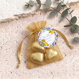 Amalfi Lemons Wedding Personalised Organza Bags with Chocolate Hearts