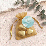 Green Gold Cross Confirmation Personalised Organza Bags with Chocolate Hearts