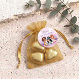 Mermaids Birthday Personalised Organza Bags with Chocolate Hearts