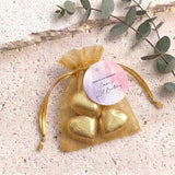 Pink Purple Marble Adult Birthday Personalised Organza Bags with Chocolate Hearts