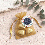 Christmas Florals Personalised Organza Bags with Chocolate Hearts
