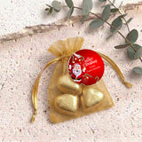 Waving Santa Personalised Organza Bags with Chocolate Hearts