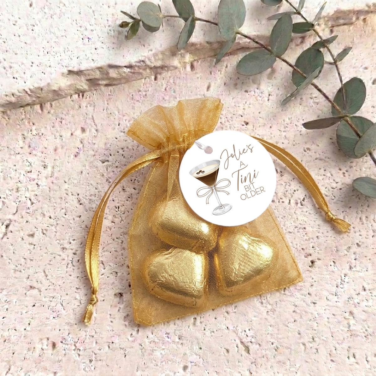 A Tini Bit Older Martin Organza Bags with Chocolate Hearts
