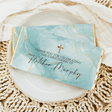 Green marble christening chocolate bar wrapper with gold cross and thank-you text