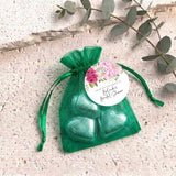Pink Rose Waterfall Bridal Shower Personalised Organza Bags with Chocolate Hearts